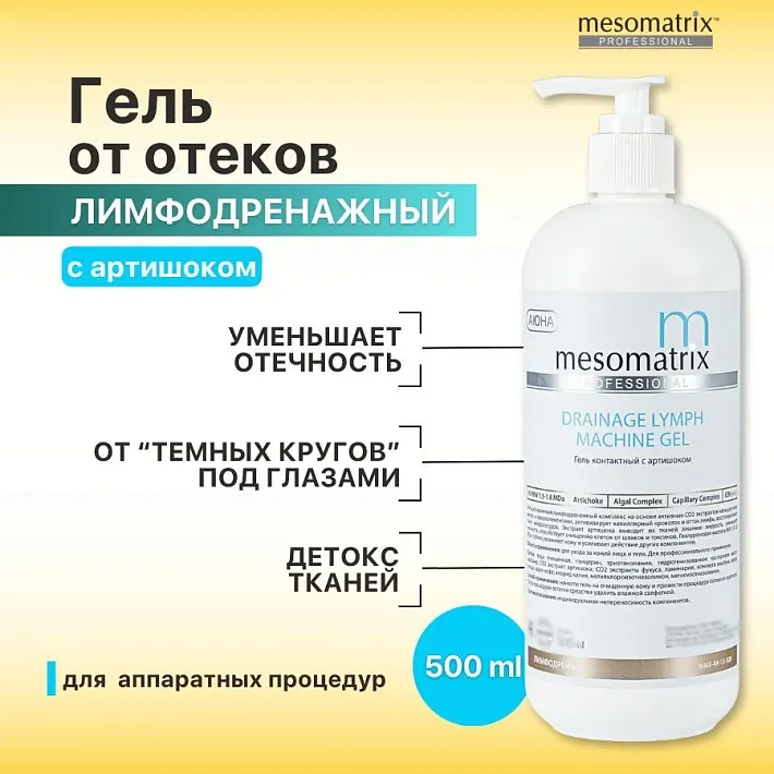 Mesomatrix DRAINAGE LYMPH, лимфодренажный гель для лица и тела, противоотёчный с артишоком 500мл