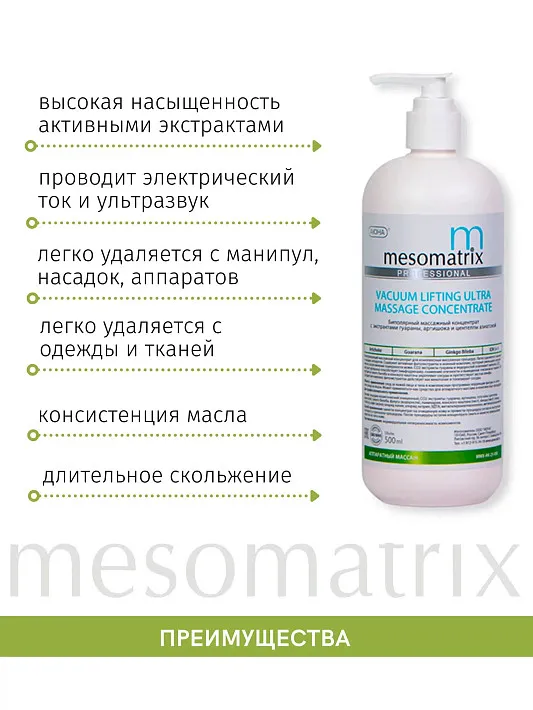 Mesomatrix VACUUM LIFTING ULTRA, массажный токопроводящий концентрат для RF лифтинга, аппаратного вакуумного массажа